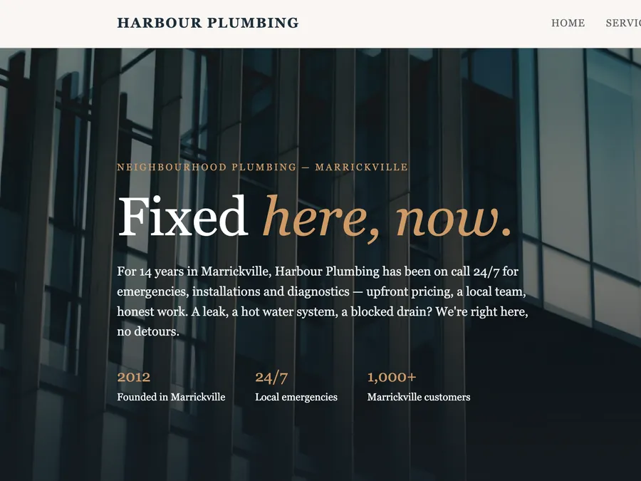 Harbour Plumbing website